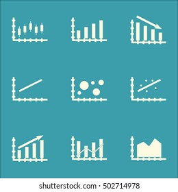 Set Of Graphs, Diagrams And Statistics Icons. Premium Quality Symbol Collection. Icons Can Be Used For Web, App And UI Design. Vector Illustration, EPS10.
