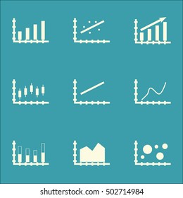 Set Of Graphs, Diagrams And Statistics Icons. Premium Quality Symbol Collection. Icons Can Be Used For Web, App And UI Design. Vector Illustration, EPS10.