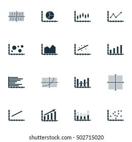 Set Of Graphs, Diagrams And Statistics Icons. Premium Quality Symbol Collection. Icons Can Be Used For Web, App And UI Design. Vector Illustration, EPS10.