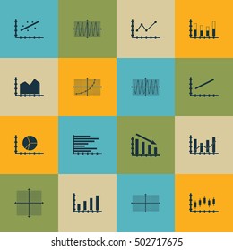 Set Of Graphs, Diagrams And Statistics Icons. Premium Quality Symbol Collection. Icons Can Be Used For Web, App And UI Design. Vector Illustration, EPS10.