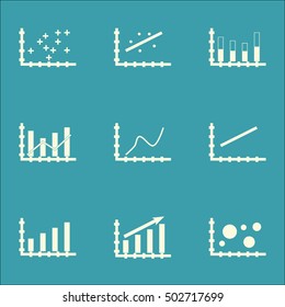 Set Of Graphs, Diagrams And Statistics Icons. Premium Quality Symbol Collection. Icons Can Be Used For Web, App And UI Design. Vector Illustration, EPS10.