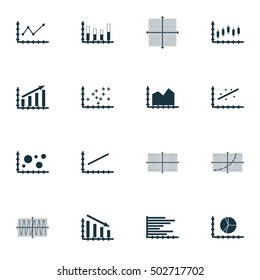 Set Of Graphs, Diagrams And Statistics Icons. Premium Quality Symbol Collection. Icons Can Be Used For Web, App And UI Design. Vector Illustration, EPS10.