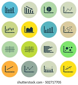 Set Of Graphs, Diagrams And Statistics Icons. Premium Quality Symbol Collection. Icons Can Be Used For Web, App And UI Design. Vector Illustration, EPS10.
