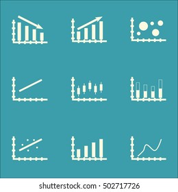 Set Of Graphs, Diagrams And Statistics Icons. Premium Quality Symbol Collection. Icons Can Be Used For Web, App And UI Design. Vector Illustration, EPS10.