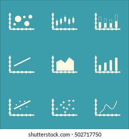 Set Of Graphs, Diagrams And Statistics Icons. Premium Quality Symbol Collection. Icons Can Be Used For Web, App And UI Design. Vector Illustration, EPS10.