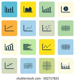 Set Of Graphs, Diagrams And Statistics Icons. Premium Quality Symbol Collection. Icons Can Be Used For Web, App And UI Design. Vector Illustration, EPS10.