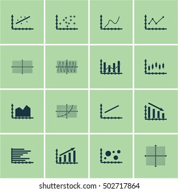 Set Of Graphs, Diagrams And Statistics Icons. Premium Quality Symbol Collection. Icons Can Be Used For Web, App And UI Design. Vector Illustration, EPS10.