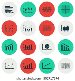 Set Of Graphs, Diagrams And Statistics Icons. Premium Quality Symbol Collection. Icons Can Be Used For Web, App And UI Design. Vector Illustration, EPS10.