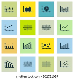 Set Of Graphs, Diagrams And Statistics Icons. Premium Quality Symbol Collection. Icons Can Be Used For Web, App And UI Design. Vector Illustration, EPS10.