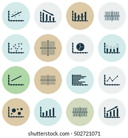 Set Of Graphs, Diagrams And Statistics Icons. Premium Quality Symbol Collection. Icons Can Be Used For Web, App And UI Design. Vector Illustration, EPS10.