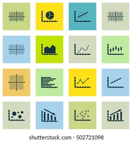 Set Of Graphs, Diagrams And Statistics Icons. Premium Quality Symbol Collection. Icons Can Be Used For Web, App And UI Design. Vector Illustration, EPS10.