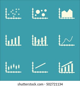 Set Of Graphs, Diagrams And Statistics Icons. Premium Quality Symbol Collection. Icons Can Be Used For Web, App And UI Design. Vector Illustration, EPS10.