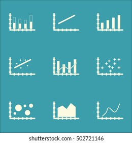 Set Of Graphs, Diagrams And Statistics Icons. Premium Quality Symbol Collection. Icons Can Be Used For Web, App And UI Design. Vector Illustration, EPS10.