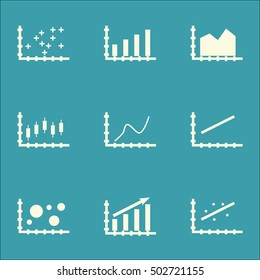 Set Of Graphs, Diagrams And Statistics Icons. Premium Quality Symbol Collection. Icons Can Be Used For Web, App And UI Design. Vector Illustration, EPS10.