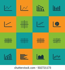 Set Of Graphs, Diagrams And Statistics Icons. Premium Quality Symbol Collection. Icons Can Be Used For Web, App And UI Design. Vector Illustration, EPS10.