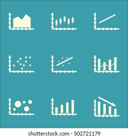Set Of Graphs, Diagrams And Statistics Icons. Premium Quality Symbol Collection. Icons Can Be Used For Web, App And UI Design. Vector Illustration, EPS10.