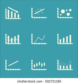 Set Of Graphs, Diagrams And Statistics Icons. Premium Quality Symbol Collection. Icons Can Be Used For Web, App And UI Design. Vector Illustration, EPS10.