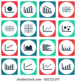 Set Of Graphs, Diagrams And Statistics Icons. Premium Quality Symbol Collection. Icons Can Be Used For Web, App And UI Design. Vector Illustration, EPS10.