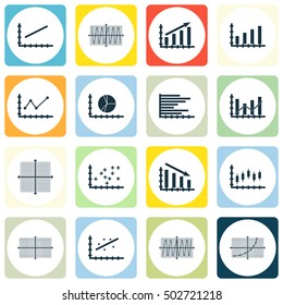 Set Of Graphs, Diagrams And Statistics Icons. Premium Quality Symbol Collection. Icons Can Be Used For Web, App And UI Design. Vector Illustration, EPS10.