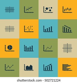 Set Of Graphs, Diagrams And Statistics Icons. Premium Quality Symbol Collection. Icons Can Be Used For Web, App And UI Design. Vector Illustration, EPS10.