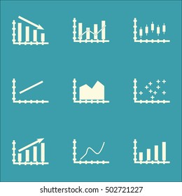 Set Of Graphs, Diagrams And Statistics Icons. Premium Quality Symbol Collection. Icons Can Be Used For Web, App And UI Design. Vector Illustration, EPS10.
