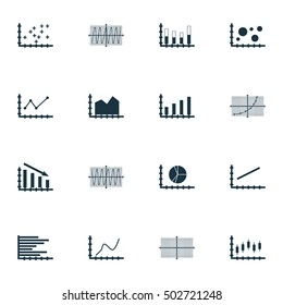 Set Of Graphs, Diagrams And Statistics Icons. Premium Quality Symbol Collection. Icons Can Be Used For Web, App And UI Design. Vector Illustration, EPS10.