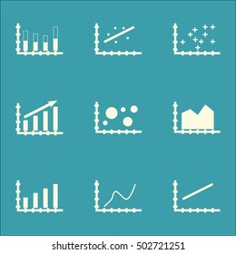 Set Of Graphs, Diagrams And Statistics Icons. Premium Quality Symbol Collection. Icons Can Be Used For Web, App And UI Design. Vector Illustration, EPS10.