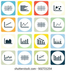 Set Of Graphs, Diagrams And Statistics Icons. Premium Quality Symbol Collection. Icons Can Be Used For Web, App And UI Design. Vector Illustration, EPS10.