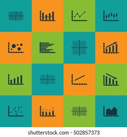 Set Of Graphs, Diagrams And Statistics Icons. Premium Quality Symbol Collection. Icons Can Be Used For Web, App And UI Design. Vector Illustration, EPS10.