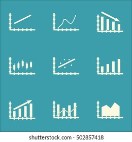 Set Of Graphs, Diagrams And Statistics Icons. Premium Quality Symbol Collection. Icons Can Be Used For Web, App And UI Design. Vector Illustration, EPS10.