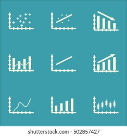 Set Of Graphs, Diagrams And Statistics Icons. Premium Quality Symbol Collection. Icons Can Be Used For Web, App And UI Design. Vector Illustration, EPS10.