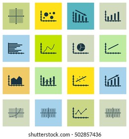Set Of Graphs, Diagrams And Statistics Icons. Premium Quality Symbol Collection. Icons Can Be Used For Web, App And UI Design. Vector Illustration, EPS10.