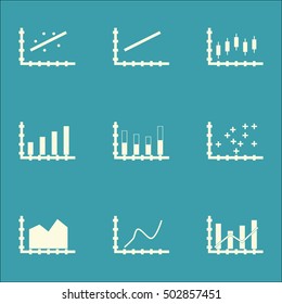 Set Of Graphs, Diagrams And Statistics Icons. Premium Quality Symbol Collection. Icons Can Be Used For Web, App And UI Design. Vector Illustration, EPS10.