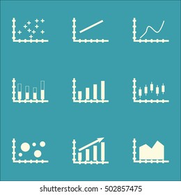 Set Of Graphs, Diagrams And Statistics Icons. Premium Quality Symbol Collection. Icons Can Be Used For Web, App And UI Design. Vector Illustration, EPS10.