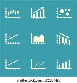 Set Of Graphs, Diagrams And Statistics Icons. Premium Quality Symbol Collection. Icons Can Be Used For Web, App And UI Design. Vector Illustration, EPS10.