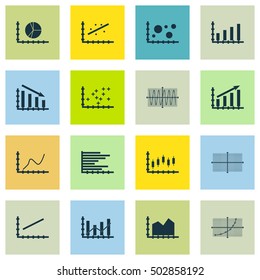 Set Of Graphs, Diagrams And Statistics Icons. Premium Quality Symbol Collection. Icons Can Be Used For Web, App And UI Design. Vector Illustration, EPS10.