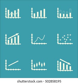 Set Of Graphs, Diagrams And Statistics Icons. Premium Quality Symbol Collection. Icons Can Be Used For Web, App And UI Design. Vector Illustration, EPS10.