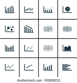 Set Of Graphs, Diagrams And Statistics Icons. Premium Quality Symbol Collection. Icons Can Be Used For Web, App And UI Design. Vector Illustration, EPS10.