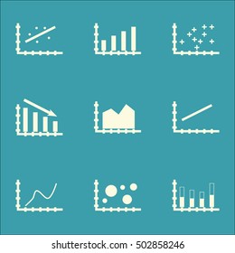 Set Of Graphs, Diagrams And Statistics Icons. Premium Quality Symbol Collection. Icons Can Be Used For Web, App And UI Design. Vector Illustration, EPS10.