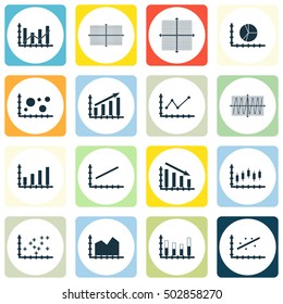 Set Of Graphs, Diagrams And Statistics Icons. Premium Quality Symbol Collection. Icons Can Be Used For Web, App And UI Design. Vector Illustration, EPS10.