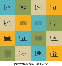 Set Of Graphs, Diagrams And Statistics Icons. Premium Quality Symbol Collection. Icons Can Be Used For Web, App And UI Design. Vector Illustration, EPS10.