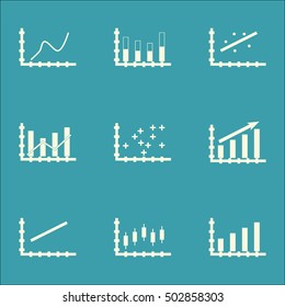 Set Of Graphs, Diagrams And Statistics Icons. Premium Quality Symbol Collection. Icons Can Be Used For Web, App And UI Design. Vector Illustration, EPS10.