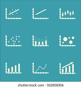 Set Of Graphs, Diagrams And Statistics Icons. Premium Quality Symbol Collection. Icons Can Be Used For Web, App And UI Design. Vector Illustration, EPS10.