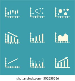 Set Of Graphs, Diagrams And Statistics Icons. Premium Quality Symbol Collection. Icons Can Be Used For Web, App And UI Design. Vector Illustration, EPS10.