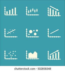 Set Of Graphs, Diagrams And Statistics Icons. Premium Quality Symbol Collection. Icons Can Be Used For Web, App And UI Design. Vector Illustration, EPS10.