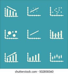 Set Of Graphs, Diagrams And Statistics Icons. Premium Quality Symbol Collection. Icons Can Be Used For Web, App And UI Design. Vector Illustration, EPS10.