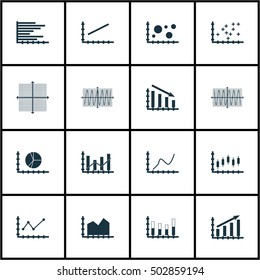 Set Of Graphs, Diagrams And Statistics Icons. Premium Quality Symbol Collection. Icons Can Be Used For Web, App And UI Design. Vector Illustration, EPS10.
