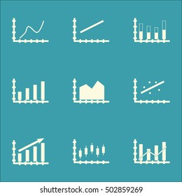Set Of Graphs, Diagrams And Statistics Icons. Premium Quality Symbol Collection. Icons Can Be Used For Web, App And UI Design. Vector Illustration, EPS10.