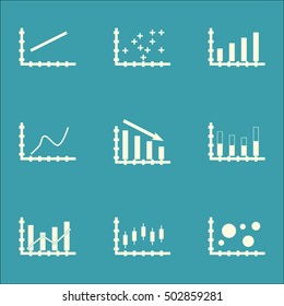 Set Of Graphs, Diagrams And Statistics Icons. Premium Quality Symbol Collection. Icons Can Be Used For Web, App And UI Design. Vector Illustration, EPS10.