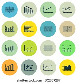Set Of Graphs, Diagrams And Statistics Icons. Premium Quality Symbol Collection. Icons Can Be Used For Web, App And UI Design. Vector Illustration, EPS10.